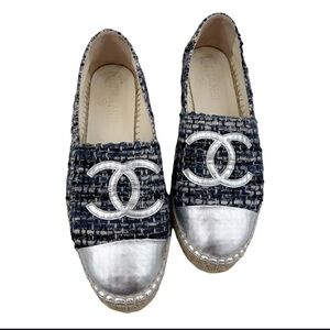 Chanel Women's Silver and Blue Espadrilles